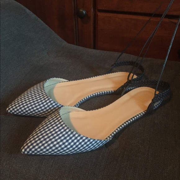 J. Crew navy gingham slingback flats - Picture 5 of 9